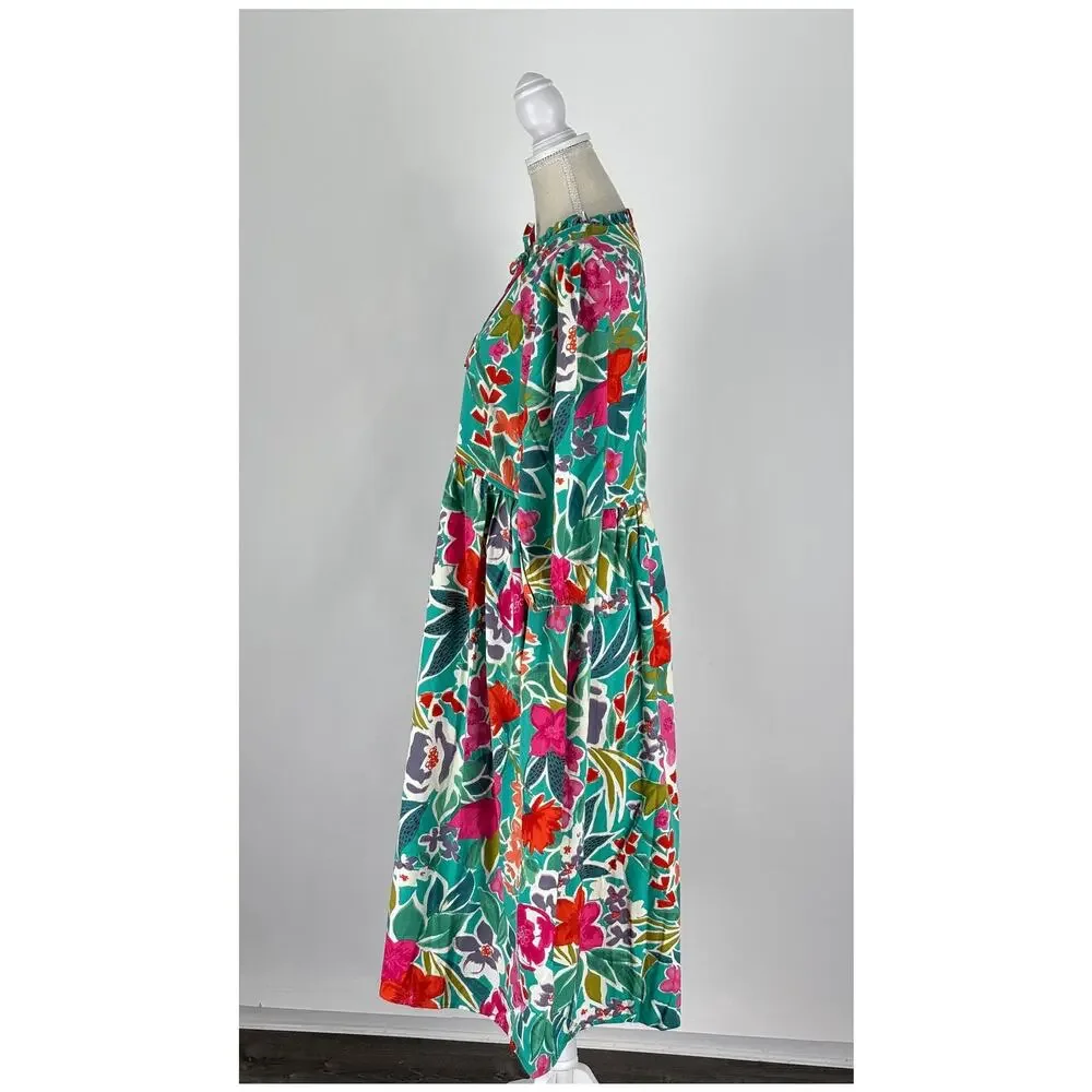 Shop The Mint Feels Right Green Floral Midi Dress Womens Size Medium New